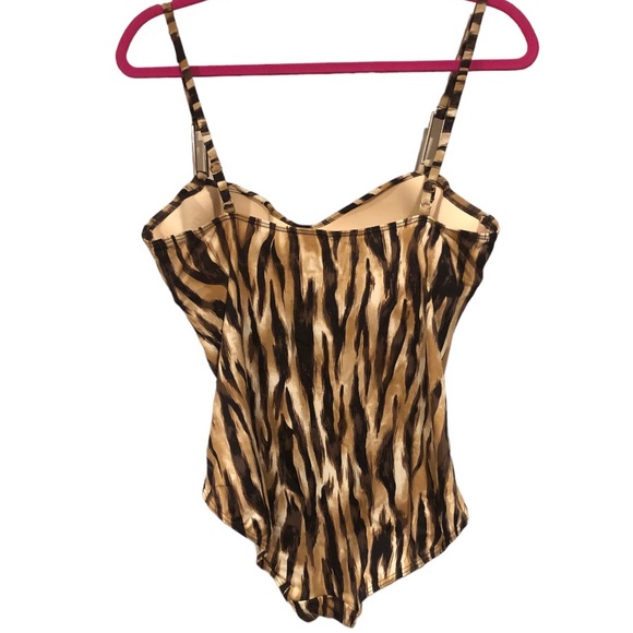 One Piece Animal Print Bathing Suit Swimwear By Sea Queen Size 12 - Picture 2 of 5